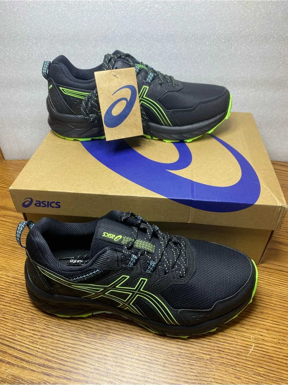 Asics Gel Venture 9 Waterproof Hiking Trail Running Shoes Black Mens Size 8 New